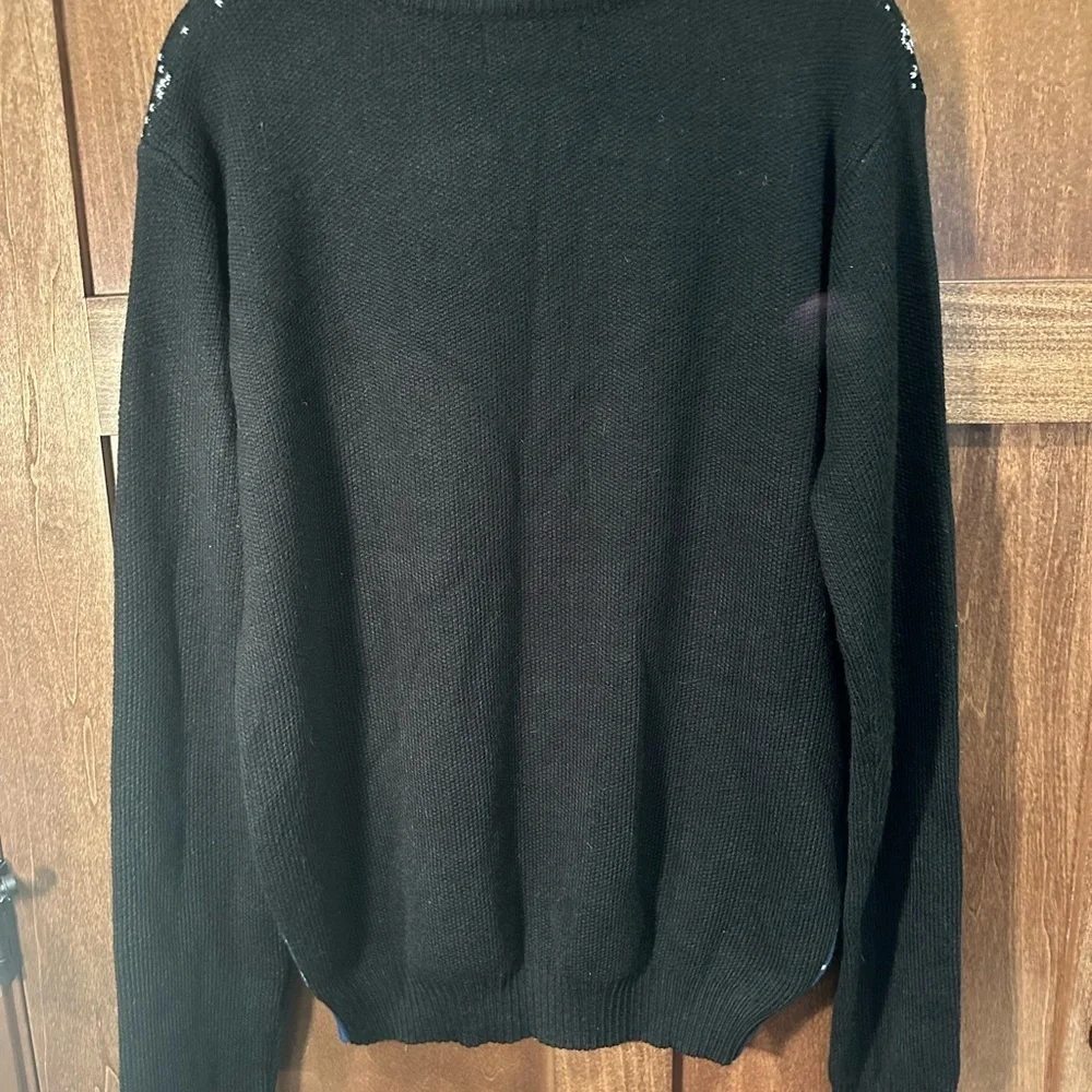 Men’s Black and Blue Reindeer Crewneck Sweater